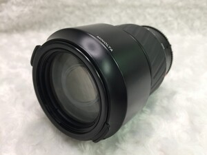 MINOLTA AF ZOOM ミノルタ100-300mm 1:4.5(32)-5.6 ブラック レンズフード・リアキャップ付き ジャンク品 ／ 05-01083