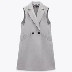 ZARA グレー ダブルブレスト　ソフトベスト XS