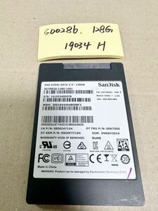 SD0286【中古動作品】SunDisk 内蔵 SSD 128GB /SATA 2.5インチ動作確認済み 使用時間19034H