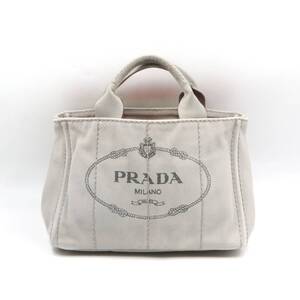 ★PRADA プラダ カナパ キャンバス ハンドバッグ トート クロスボディ 斜め掛け レディース ライトグレー系