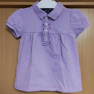 ラルフローレンRALPH LAUREN半袖ポロシャツ藤色KIDS紫ライムグリーン刺繍ロゴ水色24M90/52女の子polo shirtキッズ子供PURPLE80cm90cm100cm