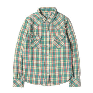 TMT シャツ サイズ:L ヘビーウェイト ダブルガーゼ ウエスタン チェックシャツ W-GAZE CHECK SHIRTS グリーン オレンジ トップス