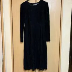 美品　黒 レース ワンピース ドレス　長袖 ひざ丈　3XL