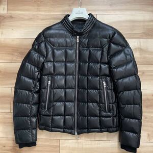 【送料無料】【極美品】MONCLER モンクレール CHARENTE シャレンテ ラムレザー ダウンジャケット 黒 1 オールレザー ライダース