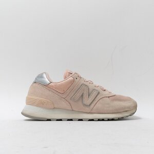 【1円スタート】 New Balance ニューバランス WL574OPS 574 スエード メッシュ グレー ピンク スニーカー レディース 婦人 US7.5 24.5cm