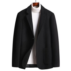 ☆新品ダッフルジャケットメンズ ウール混 ブレザー ビジネス テーラードジャケット チェスターコート スリム 秋冬服3XL