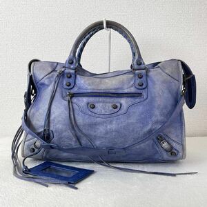 1円 ◆ BALENCIAGA バレンシアガ THE CITY ザ シティ 2way 115748 ショルダーバッグ ハンドバッグ レザー エディターズ 青 ブルー系 y2k