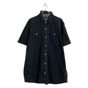 TOMMY HILFIGER 半袖 ポロシャツ 2XL ブラック トミーヒルフィガー ビッグサイズ 古着卸 アメリカ仕入 a604-6415