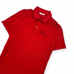 LACOSTE ラコステ BIGワニ刺繍 鹿の子コットン 半袖 ポロシャツ サイズ 4 /赤/レッド ファブリカ 日本製