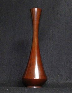 [銅花器e95]●●花瓶　27.5cm　秀月●茶色　花生　VASE 在銘