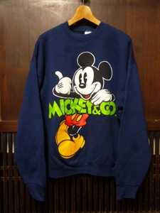 USA古着　80s 90s MICKY&CO スウェット シャツ X LARGE 紺 ネイビー ミッキーマウス ディズニー トレーナー アメリカ製