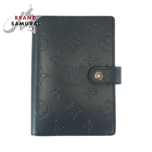 美品 LOUIS VUITTON ルイヴィトン モノグラム マット アジェンダ PM ブルー シルバー金具 レザー R20935 手帳カバー 男女兼用 409958