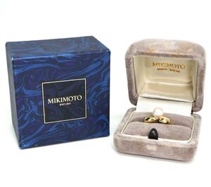 1円〜!!MIKIMOTO(ミキモト)▼K18 本真珠/天然ダイヤモンド リング▼J 約4.1g 約7号 diamond jewelry ring 指輪 ED2/ED2 S21