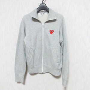 美品 PLAY COMME des GARCONS コムデギャルソン AD2018 ハート ロゴプリント ジップアップ トラックジャケット ブルゾン M グレー ◆