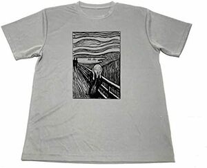 ドライ　Tシャツ グレー エドヴァルド・ムンク 叫び モノクロ 　絵画 アート グッズ　名画