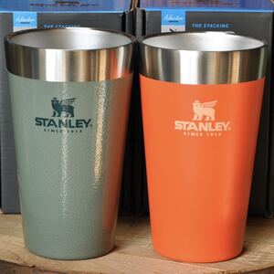 スタンレーSTANLEYスタッキング真空パイント2色セット【グリーン＆オレンジ】正規品 真空断熱 保冷保温タンブラー ペア アウトドア食器