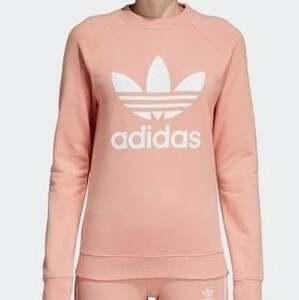 新品 送料込み!! 60％OFF!!¥9889 L アディダスオリジナルス adidas 柔らかで快適な着心地!!トレフォイルスウェット トレーナー ピンク 即決