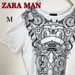 ZARA MAN グラフィックプリント Tシャツ M ホワイト 海外古着