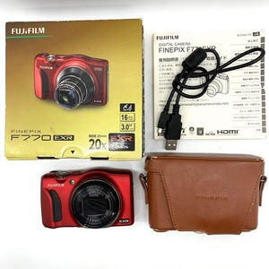 【J-8】デジカメ　デジタルカメラ　FUJIFILM　富士フイルム　FINEPIX　ファインピクス　F770EXR　レッドカラー　箱　ケース付　現状品