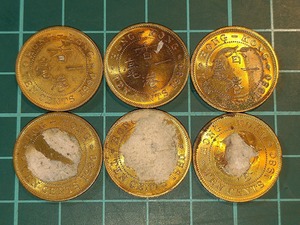 【1円スタート】香港　香港ドル　10セント黄銅貨　香港一毫　1980年　特年　6枚セット　エリザベス2世