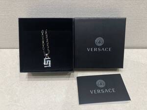 M6543【綺麗品】VERSACE ヴェルサーチ グレカ メデューサ ペンダント ネックレス ガンメタリック メンズ レディース アクセサリー 