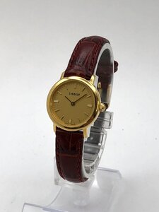 TISSOT/ティソ/C225K/2針/ゴールド文字盤/ゴールドカラー/ラウンド/クォーツ/レディース腕時計/ジャンク/H059