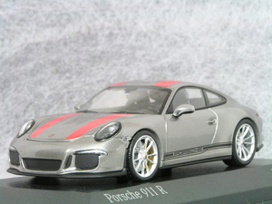 ● 1/43 ポルシェ 〓 911 ( 991 ) R / シルバー / レッド ストライプ 〓 Porsche