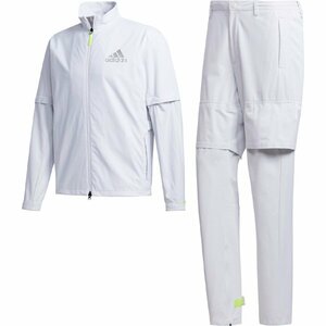 送料600円～新品◆定価27500円◆adidas GOLF◆アディダスゴルフ◆撥水・防風◆２WAYマルチウエザーストレッチゴルフスーツ上下SET◆白◆M