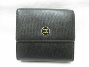 美品 CHANEL シャネル 両面開き財布 レザー 黒 ココ ココマーク 財布 ブラック ウォレット 中古本物