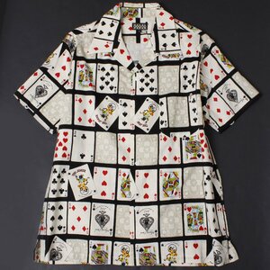 SAVOY CLOTHING playing cards Open Shirts sizeL WHITE サヴォイ クロージング トランプ オープンカラーシャツ