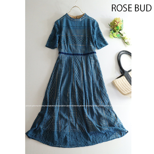 ローズバッド ROSE BUD ★大人素敵♪刺繍カットワークレースロング丈ワンピース