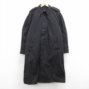 XL/古着 長袖 ミリタリー ステンカラー コート メンズ 80s ロング丈 黒 ブラック 内側ファー 24dec19 中古 アウター