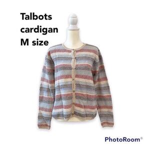 タルボット　ニットカーディガン　ボーダー　マルチカラー　Mサイズ　コットン混　Talbots ネップセーター