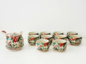 九谷焼　庄三　時代人物　茶器揃　紙箱　未使用保管品/茶器　急須　湯呑10客　K526-3