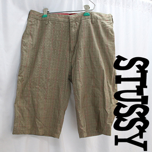 90s STUSSY ステューシー グレンチェック柄 ハーフパンツ W32 ビンテージ old ショートパンツ アウトドアパンツ ショーパン 短パン 090310