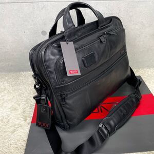 [極美品] TUMI トゥミ ナパレザー 牛革 オールレザー 2way メンズ ビジネスバッグ Alpha2 Leather Organizer Portfolio Brief A4+PC可 黒