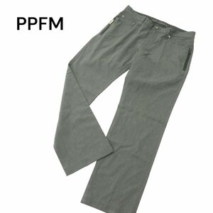 PPFM ペイトンプレイス 春夏 レーヨン混★ ストレッチ ストライプ ストレート パンツ Sz.M　メンズ グレー　A4B01430_3#P