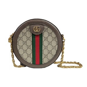 グッチ GGミニラウンドショルダーバッグ オフィディア GGスプリームキャンバス 550618 ブラウン レディース GUCCI 中古 美品