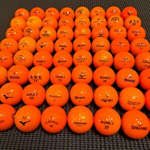☆美品☆《オレンジ系ロストボール》☆特A級・A級混合 64球 ロストボール ゴルフボール メーカー混合 カラーボール オレンジ 高品質