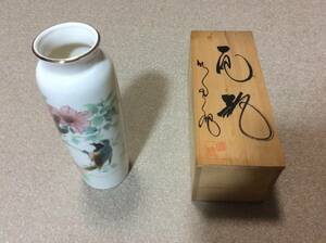 新品未使用　明陶 花瓶 花器 花入 金彩 花鳥風月 木箱付き