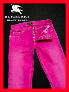 ◆送料無料！★美品！◆激レア◆BURBERRY,バーバリーブラックレーベル*ピンク(デニム,パンツ,ジーンズ)*ウエスト76㎝*M相当*海*夏*キャンプ