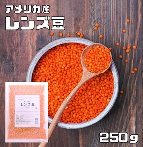 レンズ豆 皮むき 250g 豆力 赤 （メール便）アメリカ産 れんずまめ レンティルピース 皮なし 国内加工 乾燥豆 豆類 乾燥豆 スープ 輸入豆