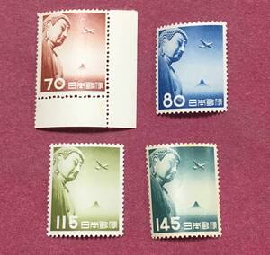 航空切手 大仏航空 1953年 70円 80円 115円 145円 4種完 4枚 未使用品 2