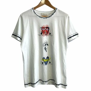 美品 ETRO エトロ 半袖 イラストプリント クルーネック Tシャツ カットソー レディース 大きいサイズ 48 ホワイト