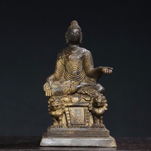 旧藏 仏像 中國 明代 銅製拓金 北魏仏 仏教古美術 供養品 極細工 時代物 置物 古美術品 唐物 YF492
