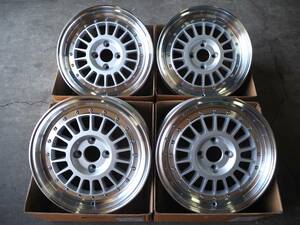 ★旧車 スタンス★15inch 7J+35 4H100 新品 人気 深リム メッシュホイール 1台分 タイヤset可能 アクア シビック 軽トラ カスタム シルバー