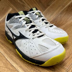 FK240824 C-6 MIZUNO ミズノ ブレイクショット テニスシューズ スポーツシューズ メッシュ ホワイト グレー メンズ 25cm