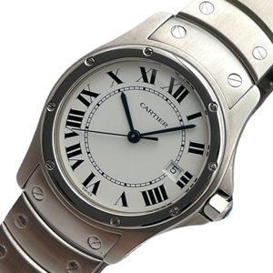 カルティエ Cartier サントスクーガーMM W20027K1 ホワイト ステンレススチール 腕時計 レディース 中古