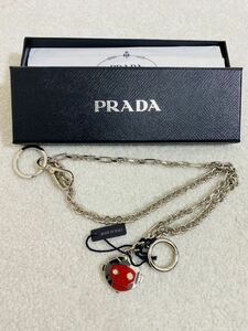 4017. 【未使用品】PRADA プラダ ウォレットチェーン ロボット モンキー プラダ シルバー チャーム