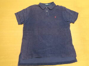 レア素材！Ralph Lauren S/S 半袖 ポロシャツ パイル素材 NAVY SIZE XL